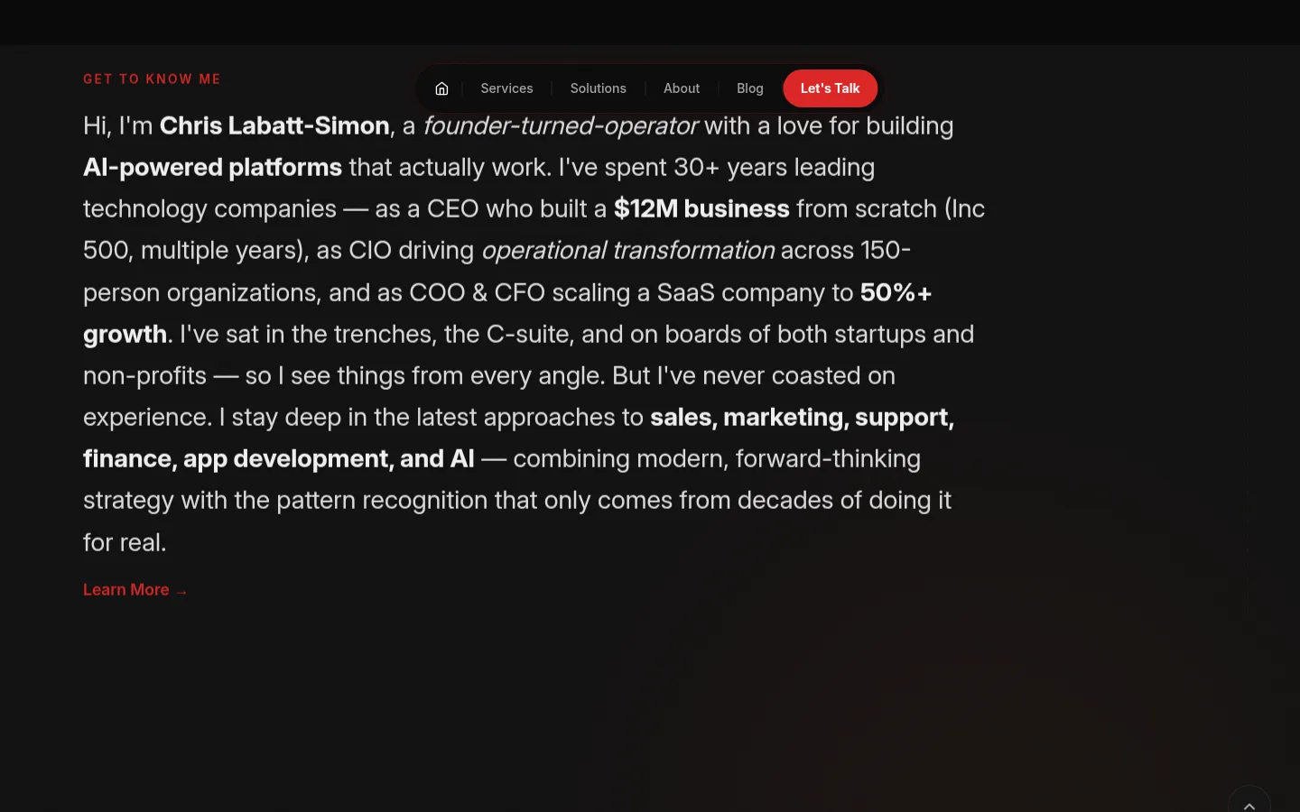 About Section & Testimonials