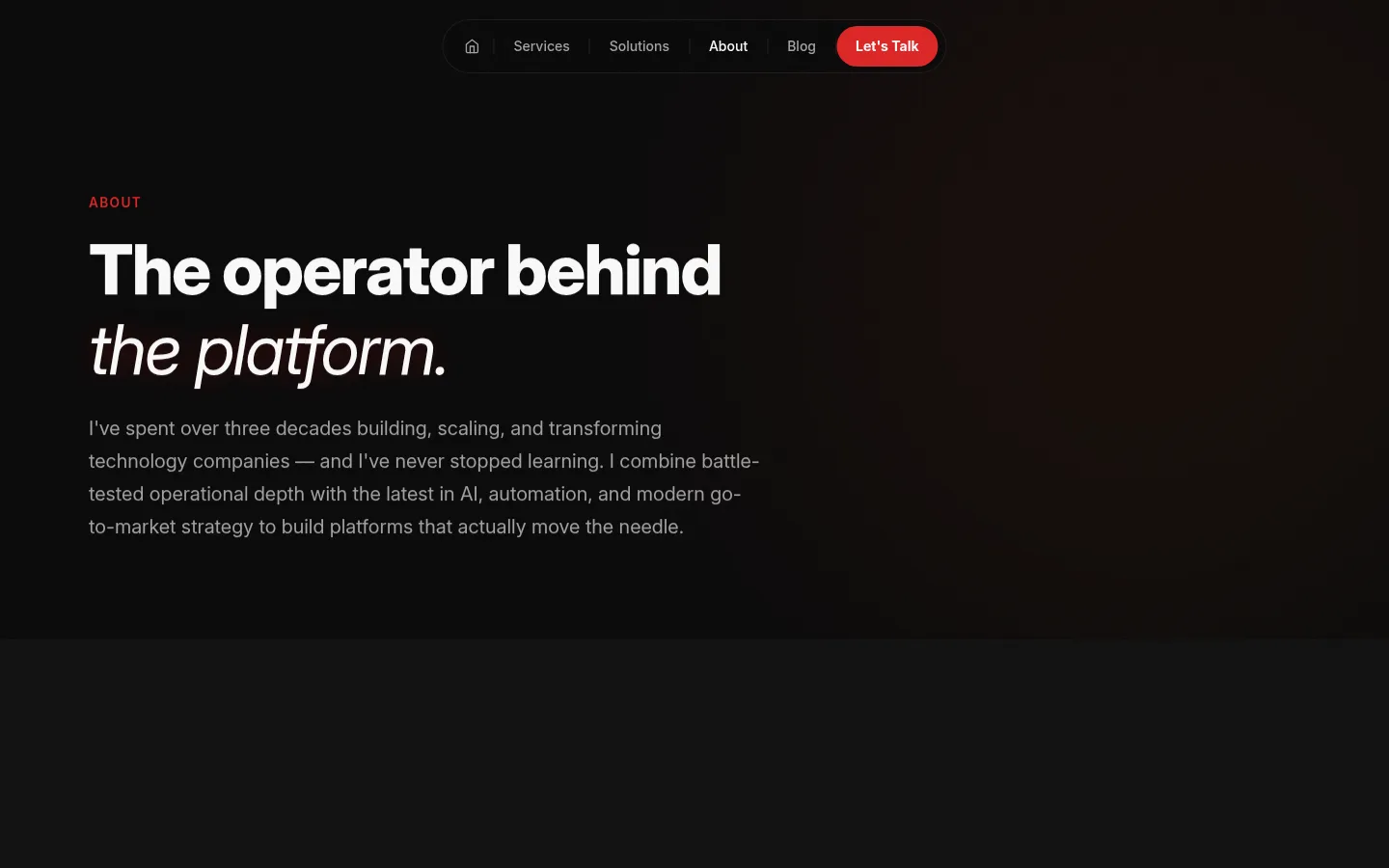 About Page — Editorial Layout