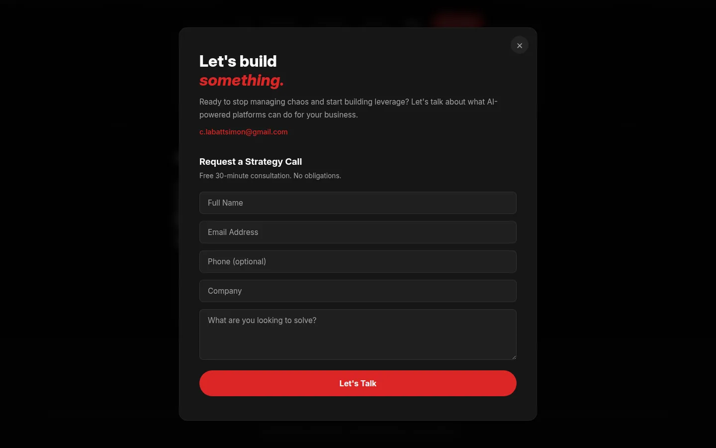 Contact Modal Overlay