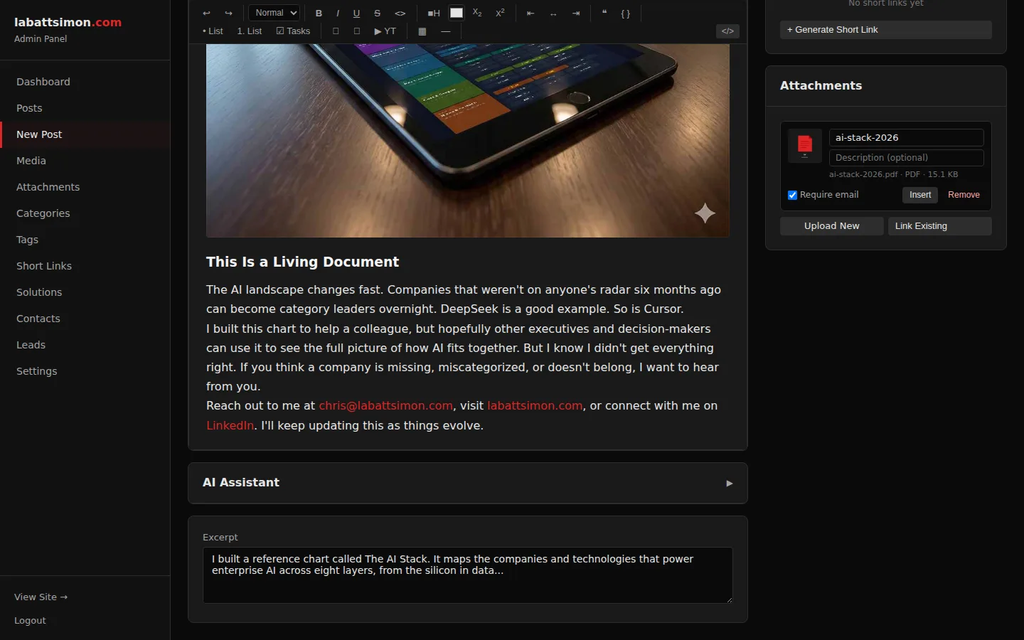 Short Links & Attachments in Editor