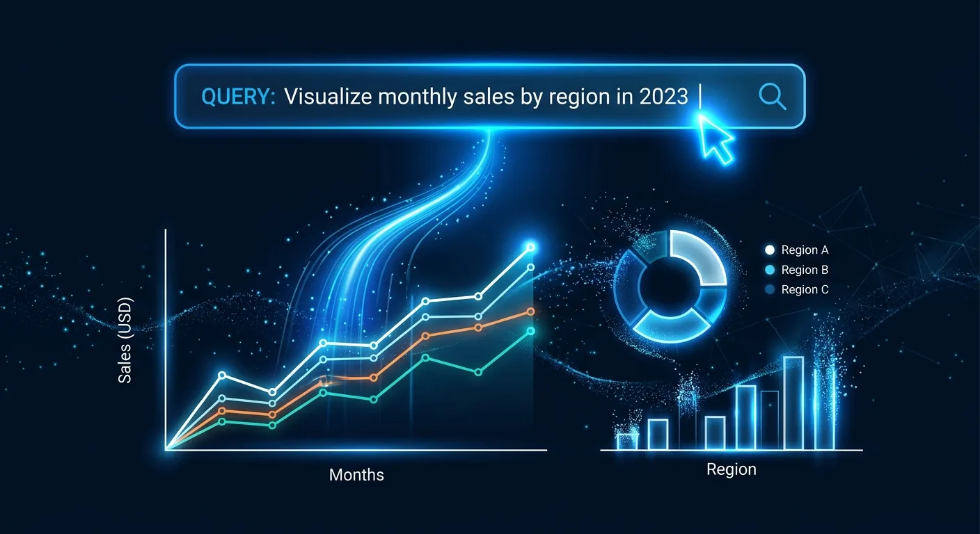 Natural language query interface converting questions into data visualizations