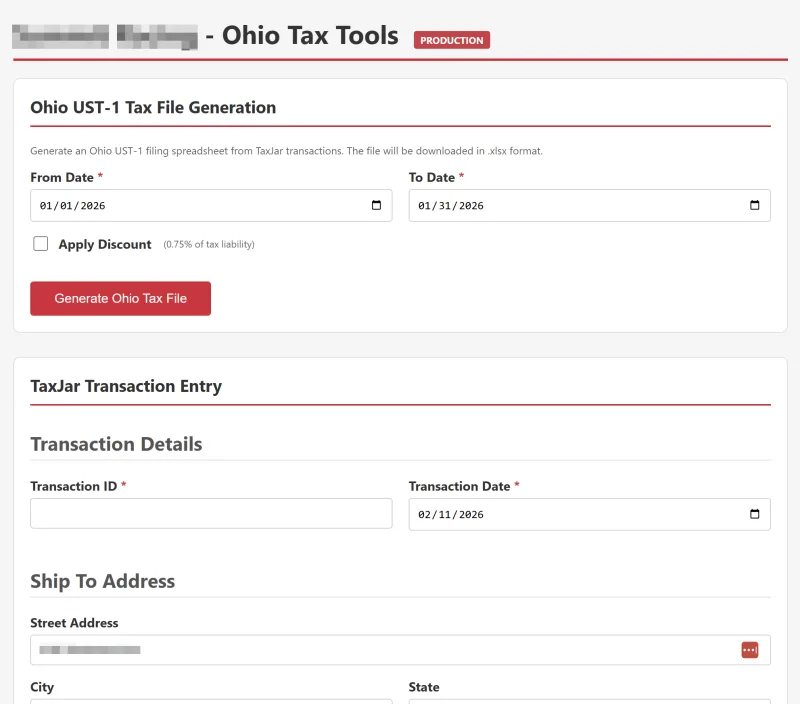 Automated Ohio Sales Tax Filing Tool