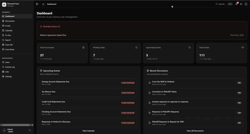 AI-Powered Pro Se Legal Case Management Platform